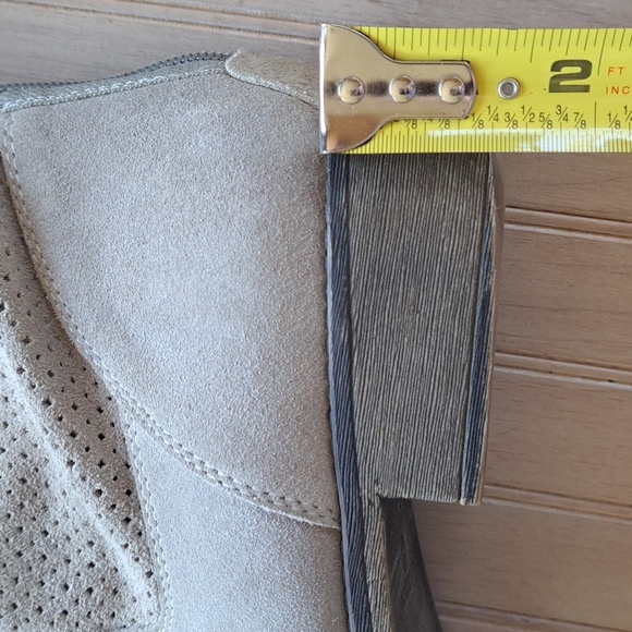 NINE West Bond Suede Leather Ankle Boots Taupe Perforated Causal Booties - Picture 11 of 12